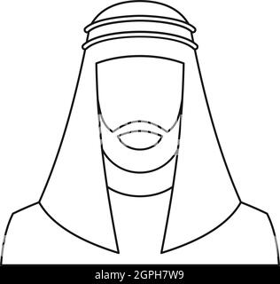 L'homme arabe, l'icône de style contour Illustration de Vecteur