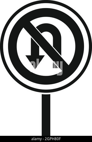 No U turn signal routier, l'icône de style simple. Illustration de Vecteur