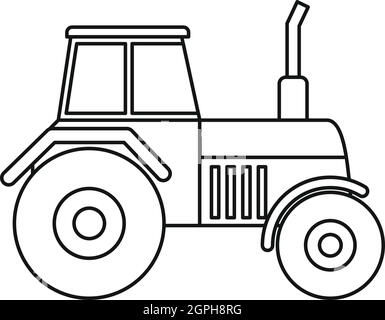 Style du contour, l'icône du tracteur Illustration de Vecteur