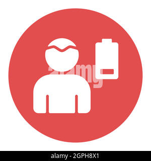 Nouveau coronavirus symptômes faiblesse vecteur icône de glyphe blanc Illustration de Vecteur