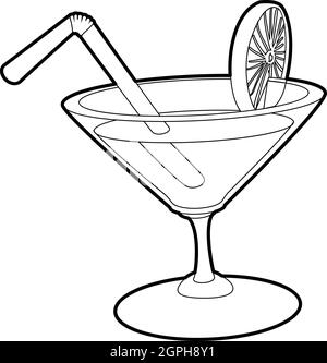 Icône style cocktail, contours Illustration de Vecteur