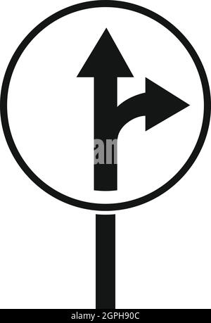 Virage à droite ou à l'icône road sign Illustration de Vecteur