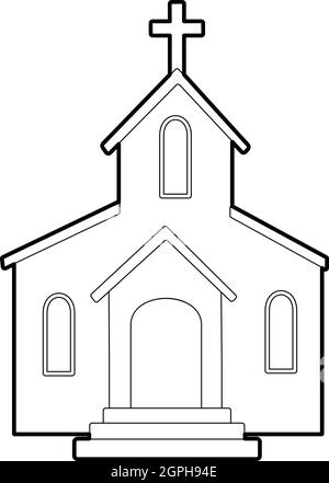 L'icône de l'église, de style contour Illustration de Vecteur