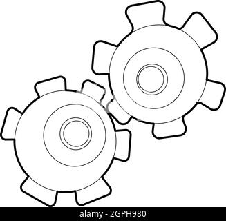 L'icône d'engrenage style du contour, Illustration de Vecteur