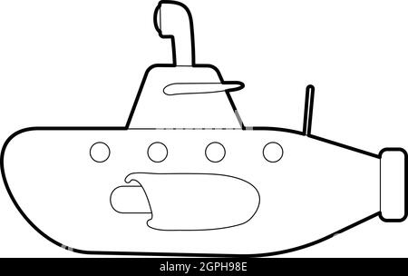 L'icône de sous-marin, style contour Illustration de Vecteur