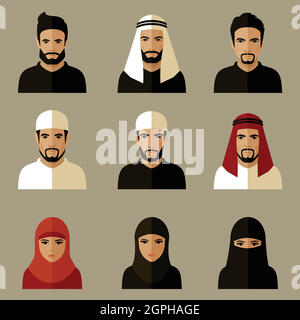 équipe arabe, personnages saoudiens Illustration de Vecteur