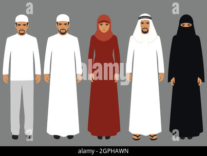 équipe arabe, personnages saoudiens Illustration de Vecteur