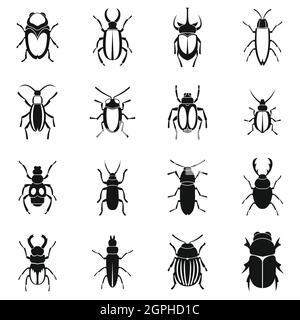 Bugs icons set, le style simple Illustration de Vecteur