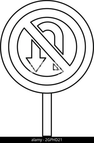 No U turn signe de la circulation, l'icône de style contour Illustration de Vecteur