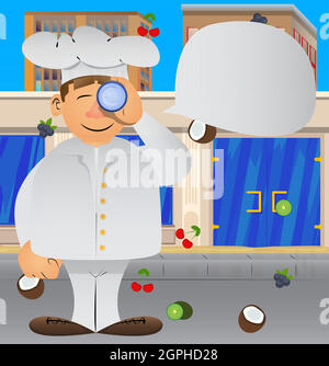 Chef en uniforme tenant des jumelles dans ses mains Illustration de Vecteur