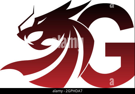 Icône de logo lettre G avec motif dragon Illustration de Vecteur