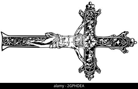 Croix religieuse noire et blanche Illustration de Vecteur