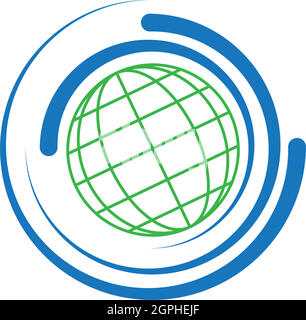 Globe, terre et gouttes, globe terrestre, recyclage, logo, icône Illustration de Vecteur