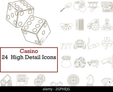 Jeu d'icônes du Casino Illustration de Vecteur
