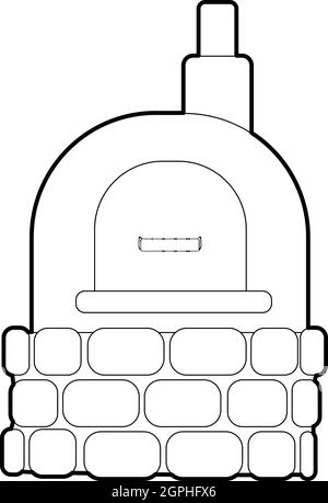 Icône style du contour, four Illustration de Vecteur