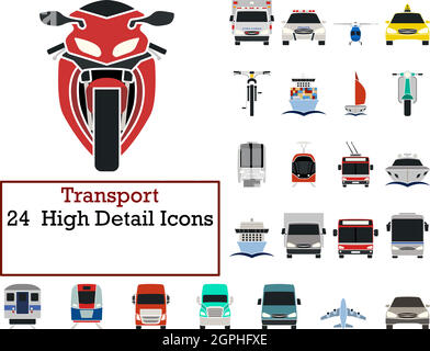 Ensemble d'icônes de transport Illustration de Vecteur