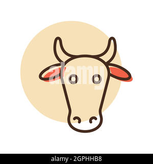 Icône vecteur vache. Tête d'animal Illustration de Vecteur