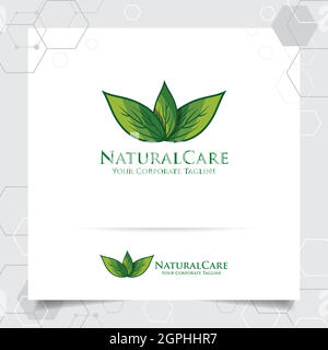 Logo Agriculture avec concept de feuilles vertes vecteur et icône de la nature. Logo vert utilisé pour les systèmes agricoles, les agriculteurs et les produits de plantation. Illustration de Vecteur