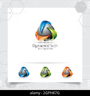 3D Triangle logo design concept de l'élément de symbole de flèche, coloré triangle vecteur logo utilisé pour la finance, la comptabilité et le conseil. Illustration de Vecteur