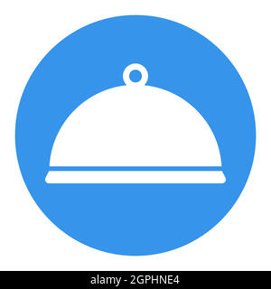 Cloche, icône en glyphe blanc vectoriel du plateau alimentaire. Appareil de cuisine Illustration de Vecteur