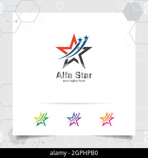 Logo star concept de l'élément de symbole flèche, logo abstrait de vecteur étoile utilisé pour la finance, la comptabilité et le conseil. Illustration de Vecteur