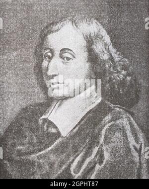 Blaise Pascal. Gravure médiévale. Banque D'Images