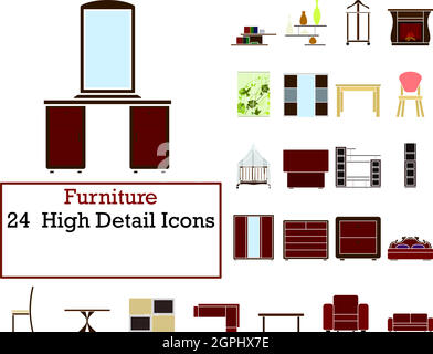 Icon Set de meubles Illustration de Vecteur