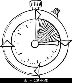 Icône chronomètre, style dessiné à la main Illustration de Vecteur