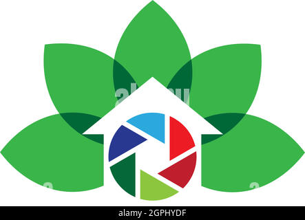 Obturateur d'appareil photo, logo House Illustration de Vecteur