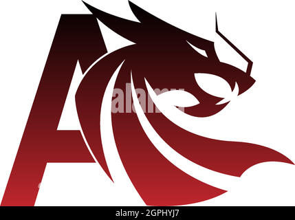 Lettre Une icône de logo avec un vecteur de motif dragon Illustration de Vecteur