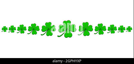 Trèfle, diviseur shamrock. Motif de bordure vectorielle. Modèle de vacances pour la St Patrick. Illustration de Vecteur