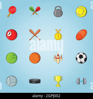 Stuff Sports icons set, cartoon style Illustration de Vecteur