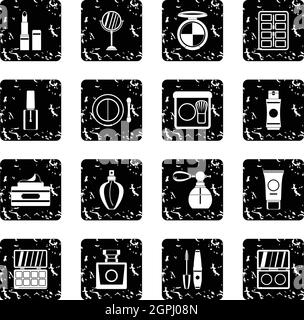 Icons set cosmétique, grunge style Illustration de Vecteur