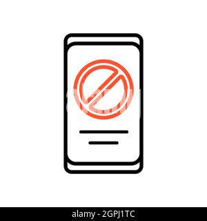 Symbole d'interdiction sur l'icône vectorielle de l'écran du smartphone Illustration de Vecteur