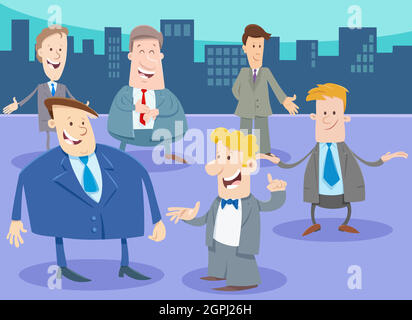 hommes d'affaires ou personnages de dessin animé d'hommes dans la ville Illustration de Vecteur