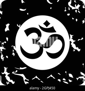Icône de signe Om, grunge style Illustration de Vecteur