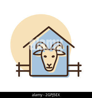 Icône de vecteur de maison de chèvre. Signe animal de ferme Illustration de Vecteur