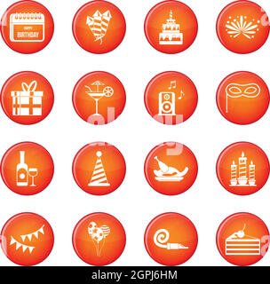 Joyeux anniversaire icons vector set Illustration de Vecteur