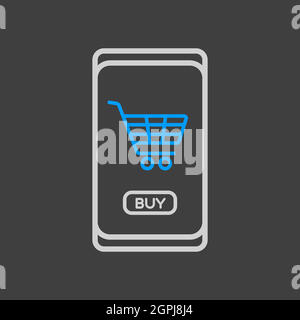 Icône d'achat de téléphone mobile ou d'achat en ligne Illustration de Vecteur