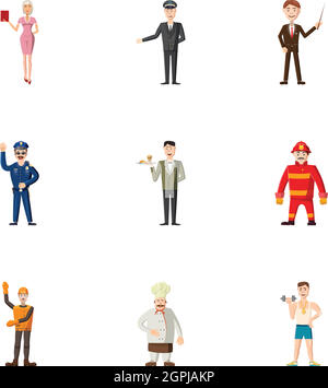 Profession icons set, cartoon style Illustration de Vecteur