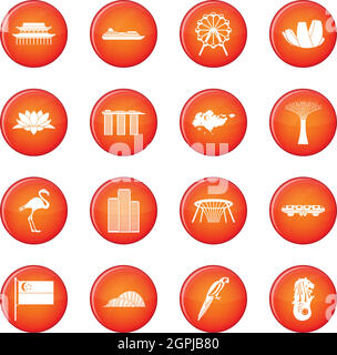 Ensemble de vecteurs d'icônes de Singapour Illustration de Vecteur