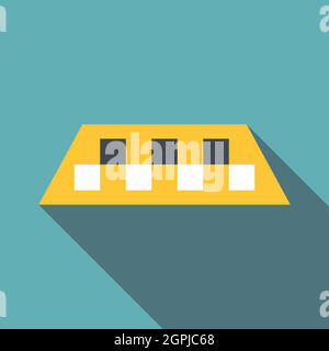 L'icône jaune taxi Checker, style plat Illustration de Vecteur L'icône jaune taxi Checker, style plat Illustration de Vecteur