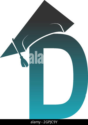 Logo de la lettre D avec motif de chapeau de graduation vectoriel Illustration de Vecteur