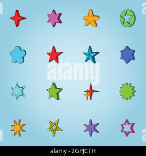 Star icons set, cartoon style Illustration de Vecteur