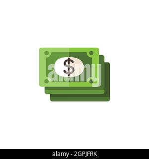 Billets en dollars. Argent comptant. Icône de couleur plate. Illustration de vecteur commercial Illustration de Vecteur