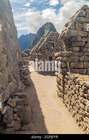 Bâtiments conservés dans les ruines de Machu Picchu, Pérou Banque D'Images