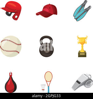 Exercice Sport icons set, cartoon style Illustration de Vecteur