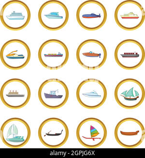 Vector set de navires et de bateaux, de style cartoon Illustration de Vecteur