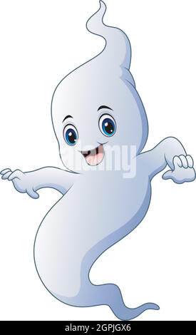Mignon dessin animé halloween fantôme Illustration de Vecteur