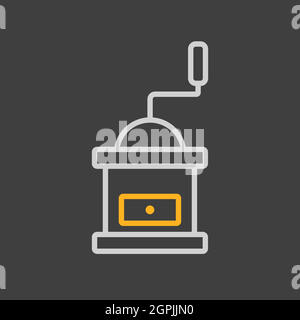 Moulin à café classique en boîtier en bois, icône vectorielle Illustration de Vecteur